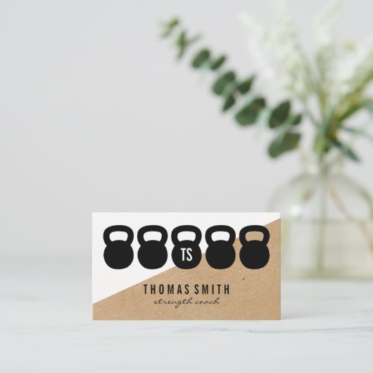 Carte De Visite Kettle Bell Personal Trainer Géométrique (Debout devant)