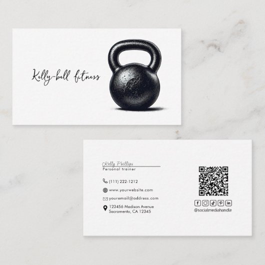 Carte De Visite Kettlebell Fitness Formation personnelle (Devant / Derrière)