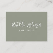 Carte De Visite Khaki vert moderne script minimal QR CODE (Devant)