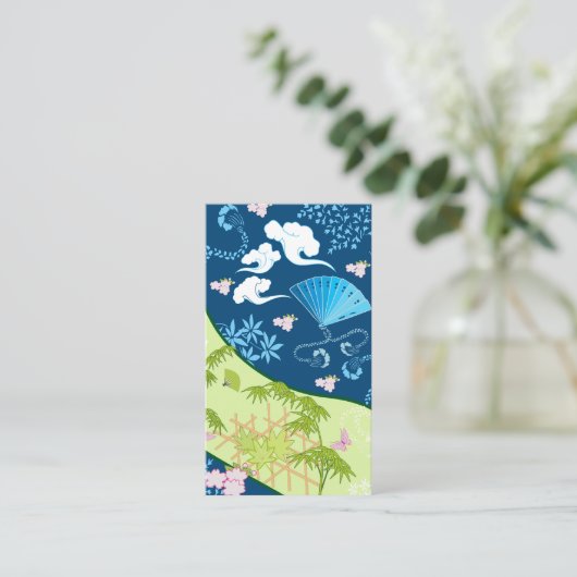 Carte De Visite Kimono bleu (Debout devant)
