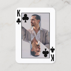 Carte De Visite King of Clubs Photo Black White Poker Player