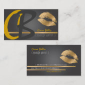 Carte De Visite Kiss Monogramme, lèvres en or (Devant / Derrière)