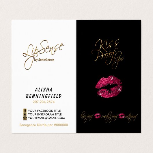 Carte De Visite Kiss Proof Hot Rose Lièvres et instructions noires (Extérieur déplié)