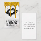 Carte De Visite Kiss Stain | Parties scintillant d'or | Arrière -  (Devant / Derrière)