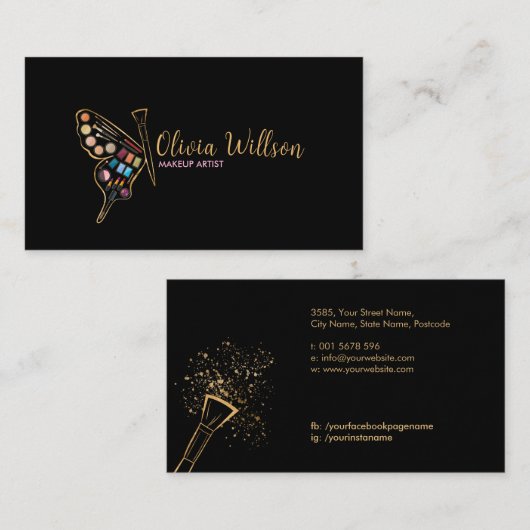 Carte De Visite Kit maquillage papillon (Devant / Derrière)