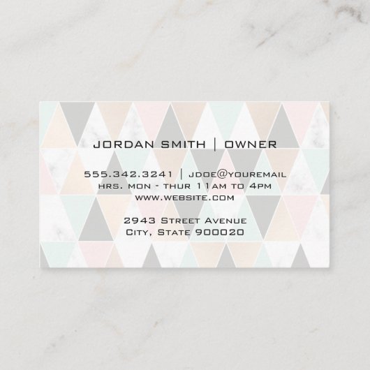 Carte De Visite Kit maquillage | Triangle Motif Marbre Couleur (Dos)