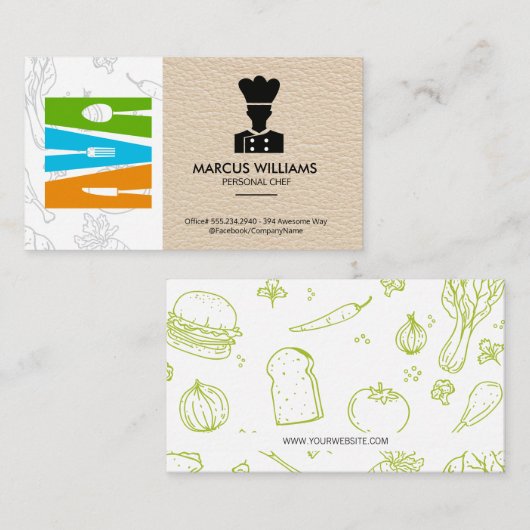 Carte De Visite Kitchen Silverware | Chef Logo (Devant / Derrière)