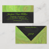 Carte De Visite Kiwi Bash Vert et noir Monogramme (Devant / Derrière)