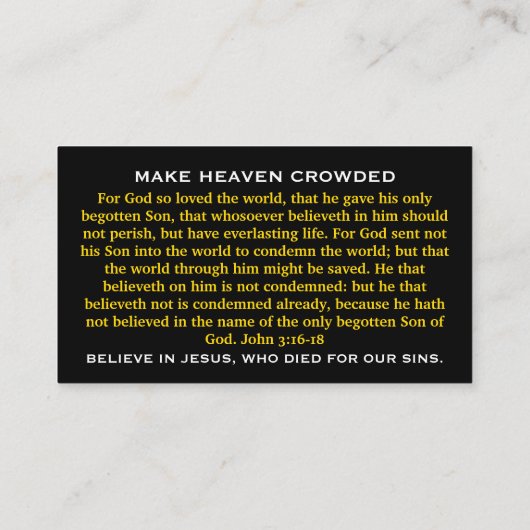 Carte De Visite KJV Christian Store QR code or noir (Dos)