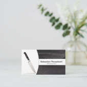 Carte De Visite Knife& Black Leather Background Replaceable Photo (Debout devant)