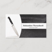 Carte De Visite Knife& Black Leather Background Replaceable Photo (Devant)