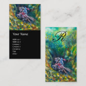 CARTE DE VISITE KNIGHT LANCELOT, CHEVAL EN FORÊT VERTE (Devant / Derrière)