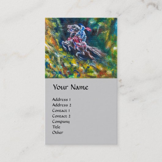 Carte De Visite KNIGHT LANCELOT, CHEVAL EN FORÊT VERTE Gris (Devant)