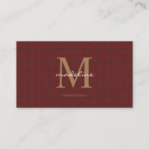 Carte De Visite Knit professionnel Tweed Red Maroon or Monogramme