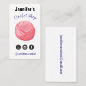 Carte De Visite Knit rose de crochet d'aquarelle de fil (Devant / Derrière)