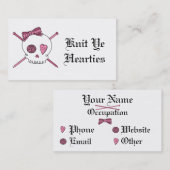 Carte De Visite Knit YE Hearties (rose) (Devant / Derrière)