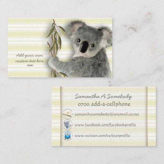 Carte De Visite Koala mignon (Devant / Derrière)