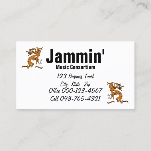 Carte De Visite Kokopelli Merry Maker Musical Notes Modèle (Dos)