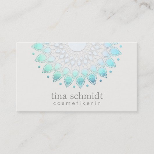 Carte De Visite Kosmetologie Elegante Kreis Hellblau Weiß (Devant)