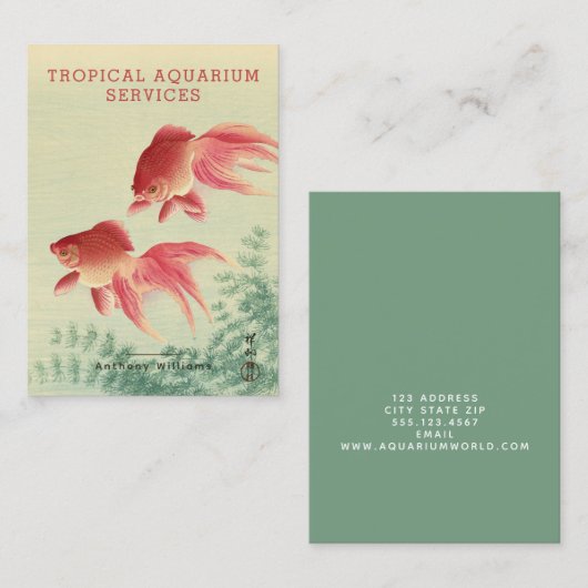 Carte De Visite Koson, Poisson d'or - Art japonais - Aquarium (Devant / Derrière)