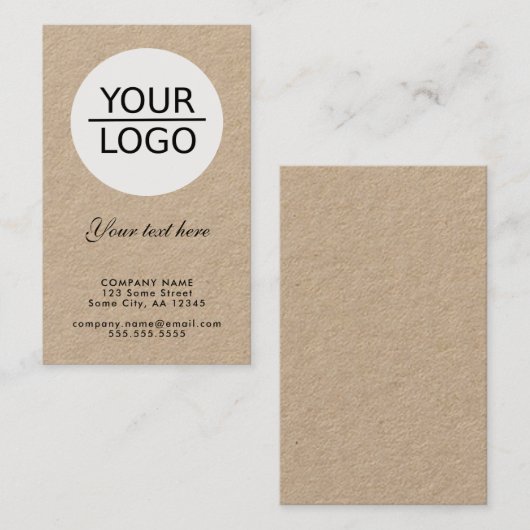 Carte De Visite Kraft Ajoutez votre logo avec promotion de texte p (Devant / Derrière)