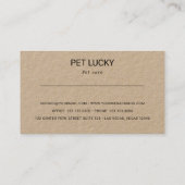 Carte de visite kraft avec impression de chien et  (Dos)