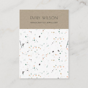 CARTE DE VISITE KRAFT BLANC TERRAZZO TEXTURE COLLIER AFFICHAGE LOG