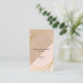 Carte De Visite Kraft d'or géométrique imprimé Pastel rose vertica (Debout devant)