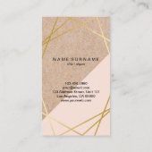 Carte De Visite Kraft d'or géométrique imprimé Pastel rose vertica (Dos)