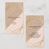 Carte De Visite Kraft d'or géométrique imprimé Pastel rose vertica (Devant / Derrière)