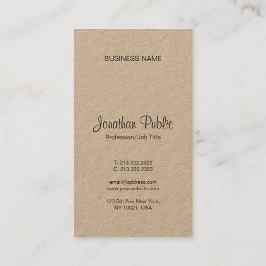 Carte De Visite Kraft Élégant Script Moderne Monogramme Graceful L (Dos)