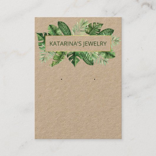 Carte De Visite Kraft Feuille Tropical Collier & Écran (Devant)