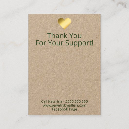 Carte De Visite Kraft Feuille Tropical Collier & Écran (Dos)