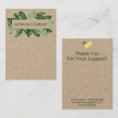 Carte De Visite Kraft Feuille Tropical Collier & Écran (Devant / Derrière)