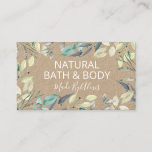 Carte De Visite Kraft Foliage Verdure Spa, Bain Et Corps Faits À L