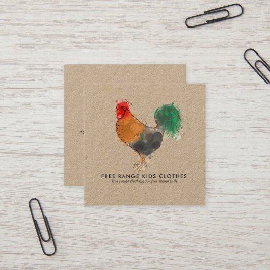 Carte de visite Kraft | Illustration du coq (Devant/Arrière en situation)