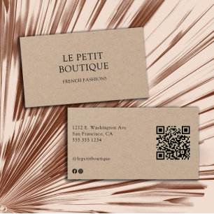 Carte de visite Kraft minimaliste Code QR