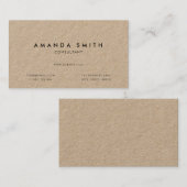 Carte De Visite Kraft minimaliste moderne (Devant / Derrière)