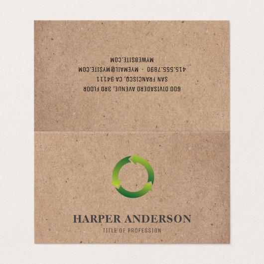 Carte De Visite Kraft Modern Simple Green Eco Professional (Extérieur déplié)