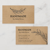 Carte De Visite kraft moderne et floral noir (Devant / Derrière)