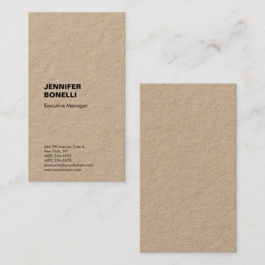 Carte De Visite Kraft moderne moderne et épuré professionnel (Devant / Derrière)