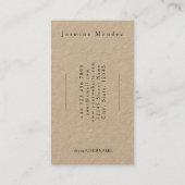 Carte De Visite Kraft Natural Black Script Photo Coiffeur (Dos)