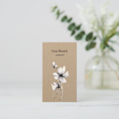 Carte De Visite Kraft noir et blanc à fleurs (Debout devant)
