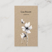 Carte De Visite Kraft noir et blanc à fleurs (Devant)