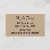 Carte de visite Kraft pour sirop d'érable personna (Devant)