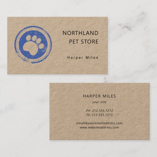 carte de visite kraft pour timbre-empreinte de pat (Devant / Derrière)