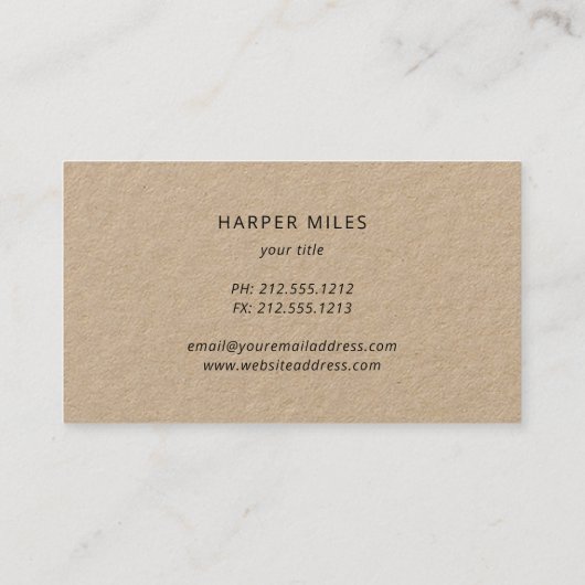 carte de visite kraft pour timbre-empreinte de pat (Dos)