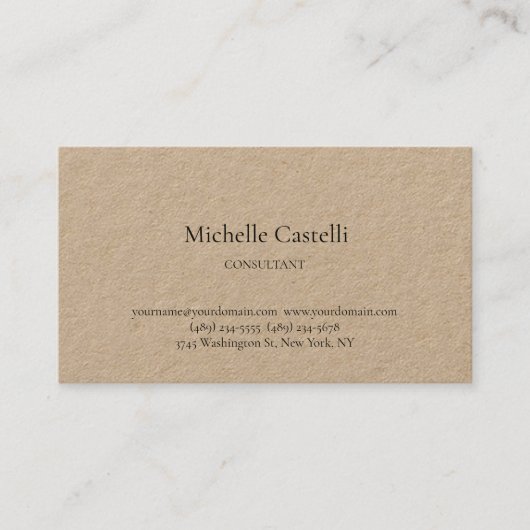 Carte De Visite Kraft Premium Professionnel Unique Classique Simpl (Devant)