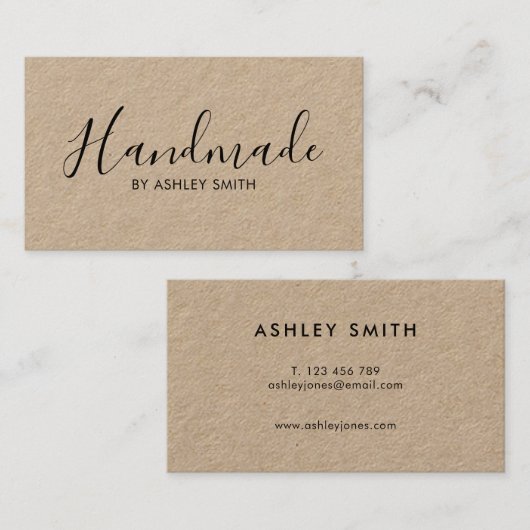 Carte de visite Kraft rustique artisanal (Devant / Derrière)