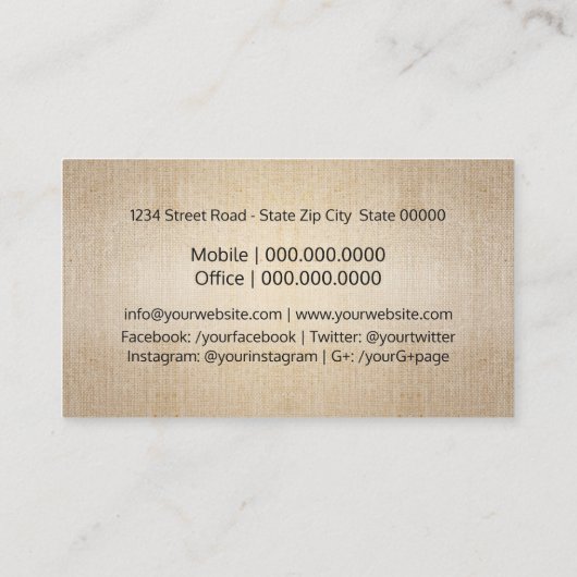 Carte De Visite Kraft rustique fabriqué à la main (Dos)